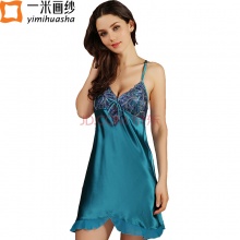 一米畫紗桑蠶絲吊帶睡裙女夏季純色真絲睡衣 